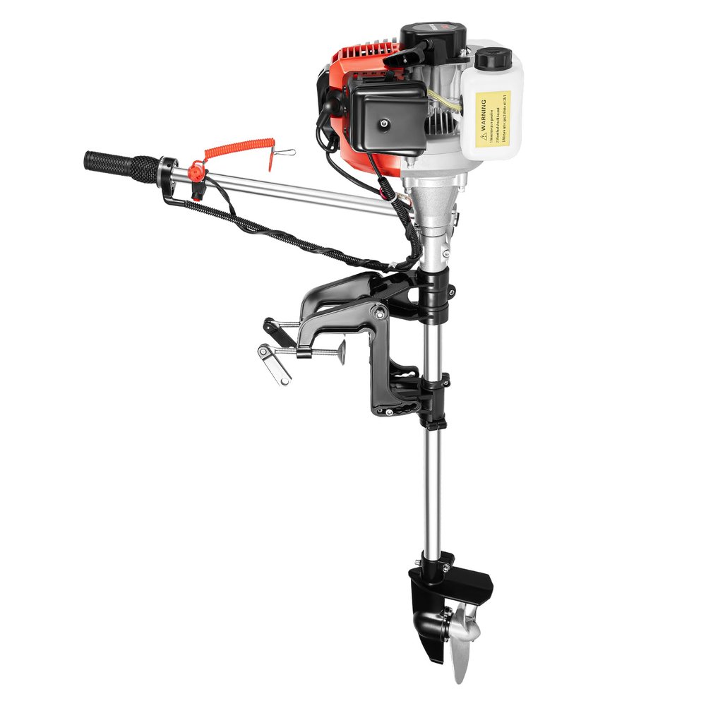 2.3HP 2-Stroke Outboard Motor, 1.7KW 52CC Outboard Boat Engine Motor Marine Boat Motor with 0.22gal Fuel Tank, Manual Pull Start for Inflatable Boats, Fishing Boats