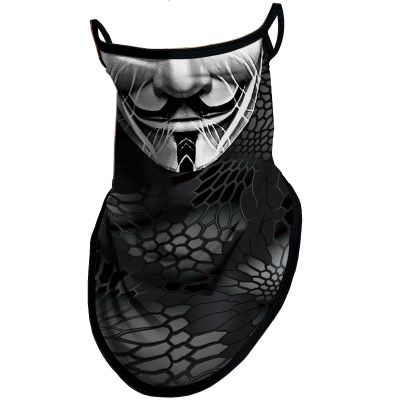 Obacle Bandana Face Mask with Ear Loops Neck Gaiter Face Mask Scarf Face Cover for Men (Men Silver Gray Face with Black Beard)