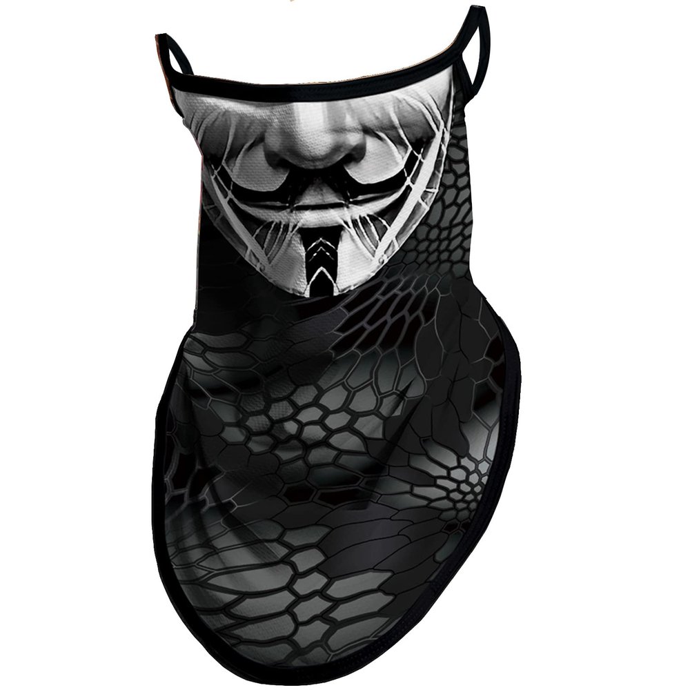 Obacle Bandana Face Mask with Ear Loops Neck Gaiter Face Mask Scarf Face Cover for Men (Men Silver Gray Face with Black Beard)