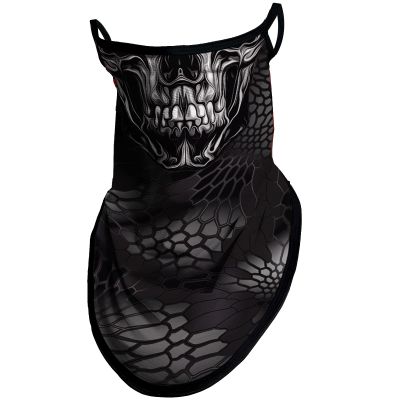 Obacle Bandana Face Mask with Ear Loops Neck Gaiter Face Mask Scarf Face Cover for Men Women (Skull Gray Face and Teeth)