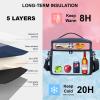 EVERFUN Small Lunch Box Insulated Cooler Bag Mini Cooler 24 Can Soft Sided Lunch Bag for Men Women Ice Chest Double Deck Portable Personal Collapsible Waterproof Leak-Proof for Work Travel Car, Navy view 2