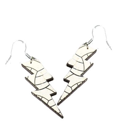 70s 80s Wooden Sports Lightning Bolt Drop Dangle Earring Football Baseball Basketball Volleyball Printed for Women Classic Lightweight Friendship Sports Fans Lover Party Jewelry-Volleyball