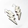 70s 80s Wooden Sports Lightning Bolt Drop Dangle Earring Football Baseball Basketball Volleyball Printed for Women Classic Lightweight Friendship Sports Fans Lover Party Jewelry-Volleyball view 2