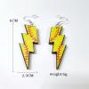 70s 80s Wooden Sports Lightning Bolt Drop Dangle Earring Football Baseball Basketball Volleyball Printed for Women Classic Lightweight Friendship Sports Fans Lover Party Jewelry-Volleyball view 3