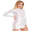 Loloda Women Glossy Short Sleeve Mini Dress Mock Neck Oil Shiny Pencil Bodycon Dress White A Large view 2