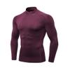 CARGFM Men's Mock Compression Shirt UPF 50+ Long Sleeve Turtleneck Undershirts Baselayer Athletic Running T-Shirts Top Wine Red view 1