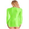 Agoky Womens Glossy Oil Bodycon Dress Short Sleeve Shiny Tight Pencil Dresses Clubwear Fluorescent_Green A Medium view 4