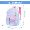 MCWTH School Backpack for Girls, Lightweight Waterproof Cute Rainbow School Bookbag for Teen Kids Students Elementary (Rainbow Blue) view 2