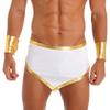 HULIJA Men's Halloween Greek Roman Toga Costume Irregular Hem Mini Skirt with Cuffs Ancient Rome White 3X-Large view 1
