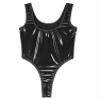Alvivi Women Sleeveless Latex Catsuit Clubwear High Cut Wetlook Thong PVC Leather Bodysuit Leotard Hollow Black Large view 3