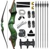 60 Inch Black Hunter Longbow 20-60 Lbs Archery Bow Takedown Bow and Arrow Set with Extra Bowstring for Adults and Beginners Hunting Right Hand Green (60LBS) view 1
