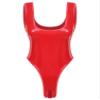 Alvivi Women Sleeveless Latex Catsuit Clubwear High Cut Wetlook Thong PVC Leather Bodysuit Leotard Hollow Red Medium view 1