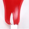 Alvivi Women Sleeveless Latex Catsuit Clubwear High Cut Wetlook Thong PVC Leather Bodysuit Leotard Hollow Red Medium view 2