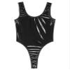 Alvivi Women Sleeveless Latex Catsuit Clubwear High Cut Wetlook Thong PVC Leather Bodysuit Leotard Hollow Black X-Large view 4