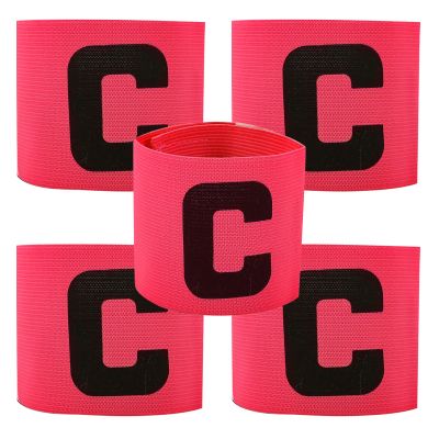 5 Pieces Elastic Football Soccer Captain Armband Adjustable Outdoor Football Player Bands for Youth Adult (Rose Red)