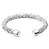 COLORFUL BLING Sparkling Shiny Full Rhinestone Open Cuff Bangle for Women Crystal Wrapped Bracelet Wristband Party Wedding Statement Jewelry-white view 1