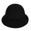 Women Wool Bowler Hat Warm Cloche Bucket Vintage Church Bucket Round Felt Hat with Bowknot Ladies Elegant Headwear for Party Black view 4