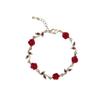 1~3Pcs Gold Plated Rose Flower Jewelry For Women Red Rose Flower Pendent Long Necklaces Dainty Rose Flower Dangle Earrings Rose Bracelet(Rose Bracelet) view 1