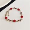 1~3Pcs Gold Plated Rose Flower Jewelry For Women Red Rose Flower Pendent Long Necklaces Dainty Rose Flower Dangle Earrings Rose Bracelet(Rose Bracelet) view 2