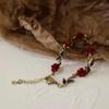 1~3Pcs Gold Plated Rose Flower Jewelry For Women Red Rose Flower Pendent Long Necklaces Dainty Rose Flower Dangle Earrings Rose Bracelet(Rose Bracelet) view 4