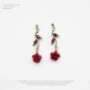 1~3Pcs Gold Plated Rose Flower Jewelry For Women Red Rose Flower Pendent Long Necklaces Dainty Rose Flower Dangle Earrings Rose Bracelet(Rose Earrings) view 3