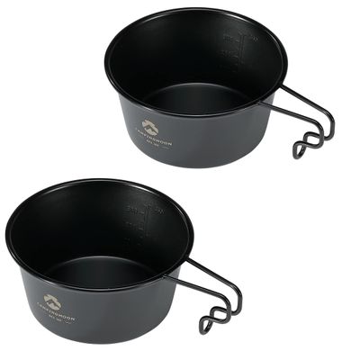 camping moon BKS-360-2P Camping Cup, Stainless Steel, Black Deep, Black Shella, 12.2 fl oz (360 ml), Set of 2
