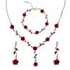 Fuqimanman2020 1~3Pcs Gold Plated Rose Flower Jewelry For Women Red Rose Flower Pendent Long Necklaces Dainty Rose Flower Dangle Earrings Rose Bracelet(3Pcs) view 1