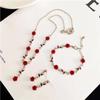 Fuqimanman2020 1~3Pcs Gold Plated Rose Flower Jewelry For Women Red Rose Flower Pendent Long Necklaces Dainty Rose Flower Dangle Earrings Rose Bracelet(3Pcs) view 2