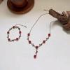 Fuqimanman2020 1~3Pcs Gold Plated Rose Flower Jewelry For Women Red Rose Flower Pendent Long Necklaces Dainty Rose Flower Dangle Earrings Rose Bracelet(3Pcs) view 3