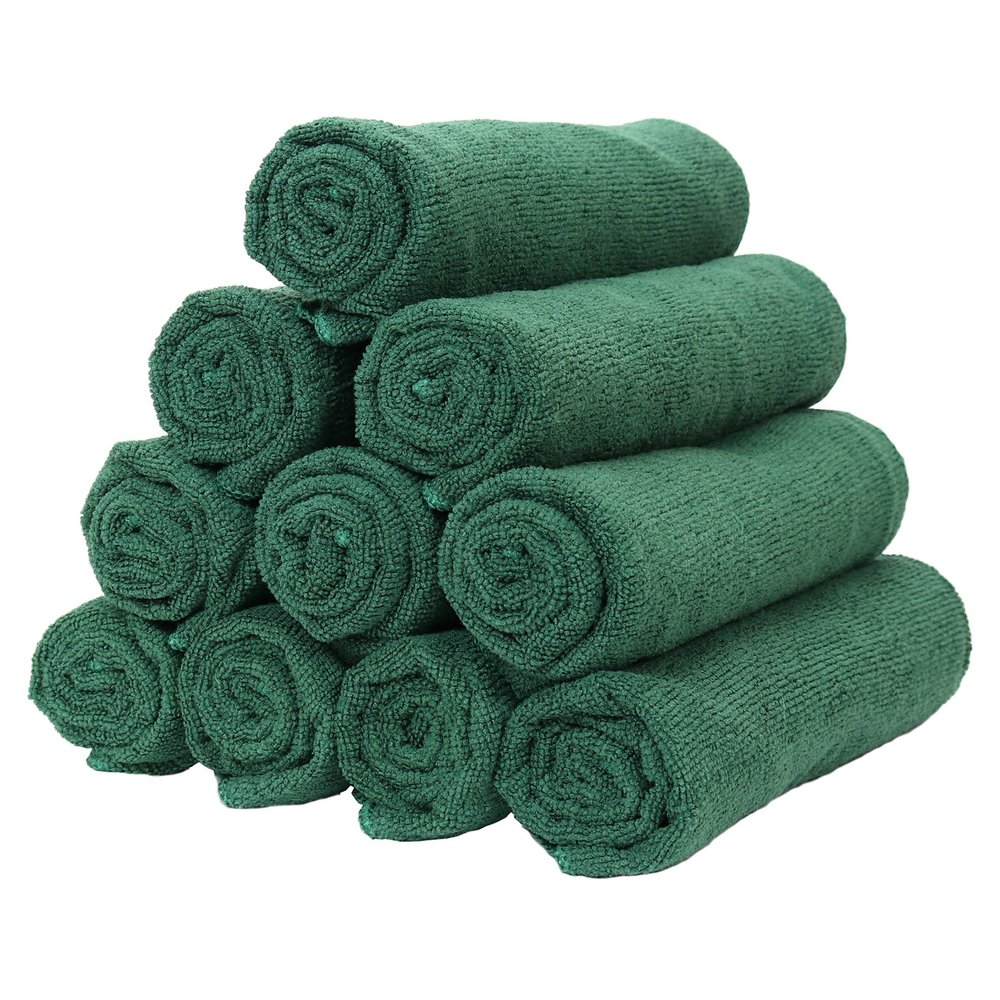 Arkwright Microfiber Gym Towel - Pack of 12 - Super Soft, Quick Dry Workout Sweat Towels, 300 GSM Lightweight & Absorbent for Sports, Working Out, Yoga, and Spa, 16 x 27 in, Hunter Green