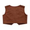 Moily Kids Boys Western Cowboy Vest Suede Tassel Jacket Outerwear Top Halloween Party Fancy Outfits Coffee 16 Years view 2