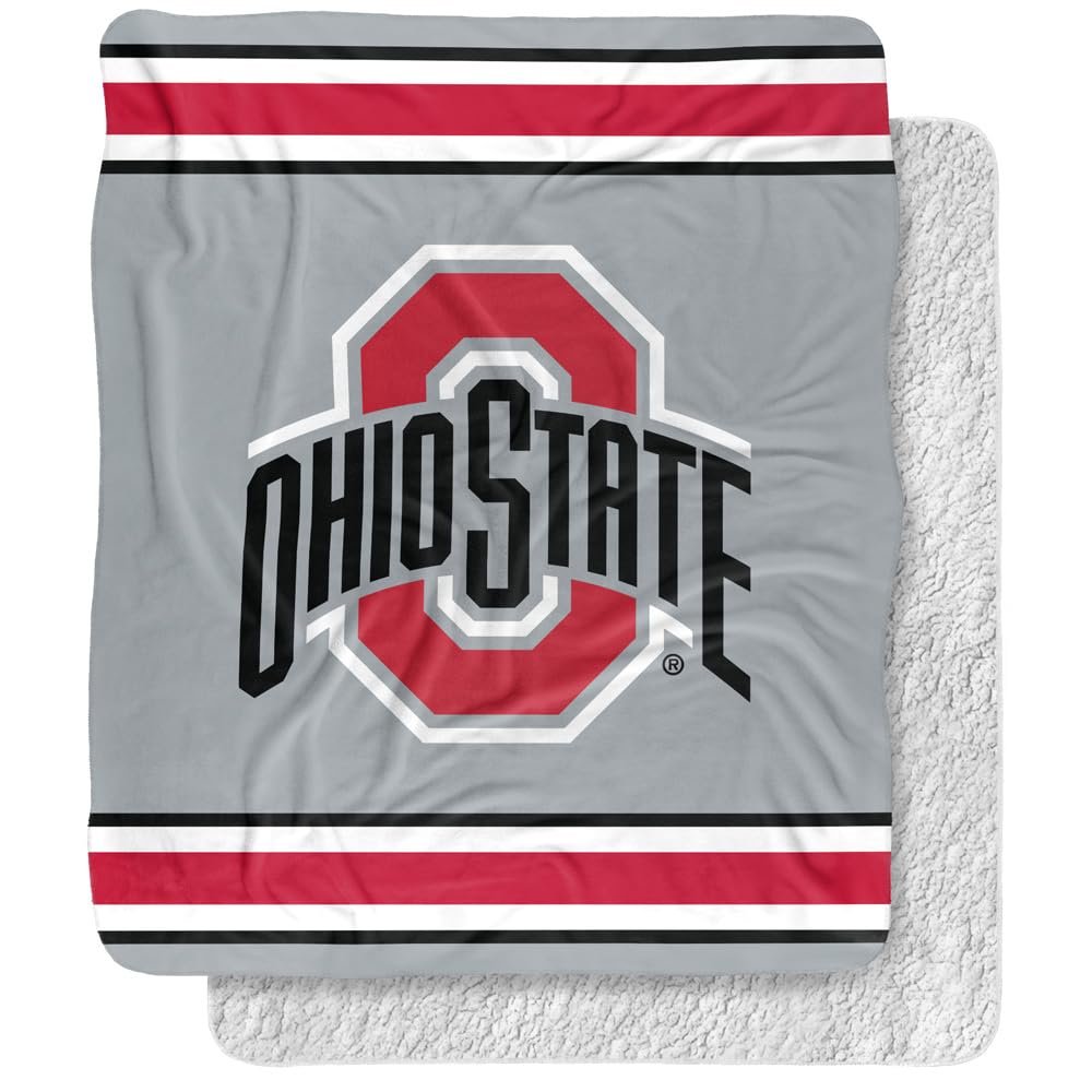 The Ohio State University Blanket, 50"x60" Primary Logo Silky Touch Sherpa Back Super Soft Throw Blanket