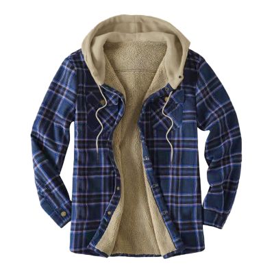 QWENTMTNTY WABEOR Fleece Lined Flannel Shirt for Men Long Sleeve Plaid Warm Sherpa Jacket Thicken Casual Button Down Shirts Outwear