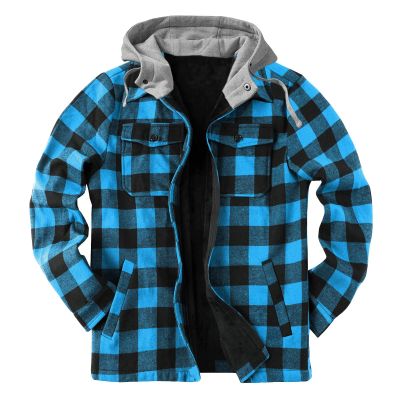 QWENTMTNTY WABEOR Fleece Lined Flannel Shirt for Men Long Sleeve Plaid Warm Sherpa Jacket Thicken Casual Button Down Shirts Outwear