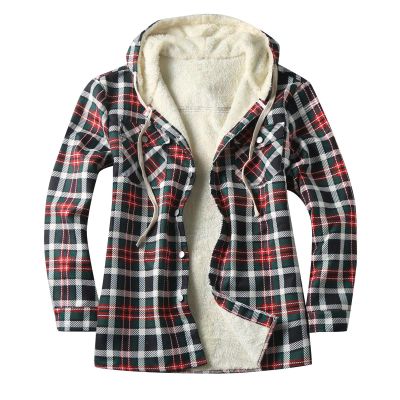 QWENTMTNTY WABEOR Fleece Lined Flannel Shirt for Men Long Sleeve Plaid Warm Sherpa Jacket Thicken Casual Button Down Shirts Outwear