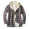 QWENTMTNTY WABEOR Fleece Lined Flannel Shirt for Men Long Sleeve Plaid Warm Sherpa Jacket Thicken Casual Button Down Shirts Outwear view 1