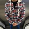 QWENTMTNTY WABEOR Fleece Lined Flannel Shirt for Men Long Sleeve Plaid Warm Sherpa Jacket Thicken Casual Button Down Shirts Outwear view 2