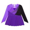 Jhaoyu Kids Girls Mesh Spliced Long Sleeve Ballet Lyrical Modern Dance Dress Figure Skating Dress Performance Costume Purple 6 Years view 4