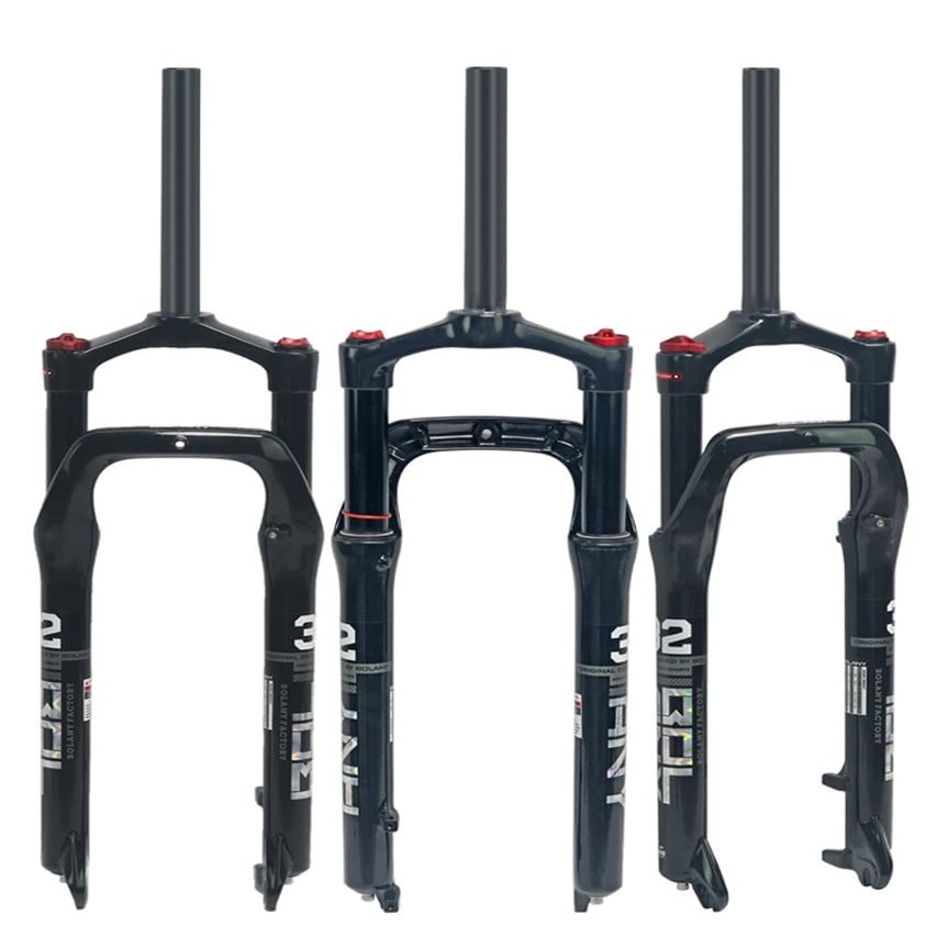 HSQMA Fat Bike Fork 26 Inch Mountain Bike Air Suspension Fork Travel 100mm 1-1/8" Straight Front Fork for 4.0'' E-Bike Snow Beach, QR 9mm HL/RL