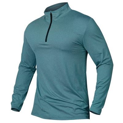 MANSDOUR Men's Quick-Dry Active Sports Shirts Quarter Zip Long Sleeve Athletic Running Pullover Tops Outdoor Workout Golf Sweatshirt Deep Blue