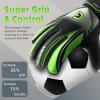 Clbort Soccer Goalie Gloves Youth Kids, Goalkeeper Gloves with Super Grip Palms, Anti-Slip Soccer Gloves, Double Wrist Protection (Green, 4) view 2