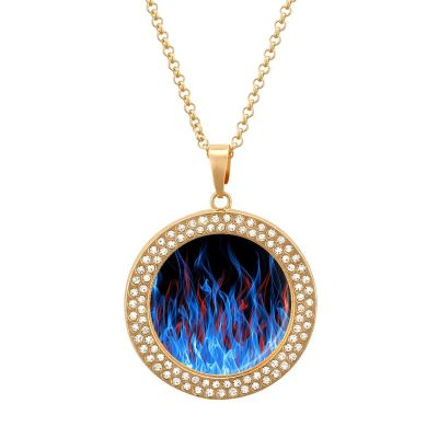 Blue and Red Fire Flame Necklace for Women Adjustable Length Pendant Necklace Stylish Jewelry Gift for Mom Wife Girlfriend One Size