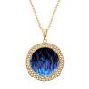 Blue and Red Fire Flame Necklace for Women Adjustable Length Pendant Necklace Stylish Jewelry Gift for Mom Wife Girlfriend One Size view 1