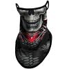 Obacle Bandana Face Mask with Ear Loops Neck Gaiter Face Mask Scarf Face Cover for Men Women (Skull Silver Face Red Neck) view 1