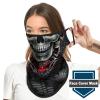 Obacle Bandana Face Mask with Ear Loops Neck Gaiter Face Mask Scarf Face Cover for Men Women (Skull Silver Face Red Neck) view 3