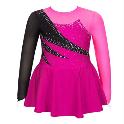 Jhaoyu Kids Girls Mesh Spliced Long Sleeve Ballet Lyrical Modern Dance Dress Figure Skating Dress Performance Costume Light Purple 10 Years