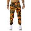 Ymosrh Work Out Pants, Mens Wild Cargo Pants Camo Chinos 5 Pocket Pants Men Work Men's Patchwork Camouflage Jogging Pants Outdoor Sports Fitness Sweatpants Joggers Set Black Scrubs (XL, Orange) view 3