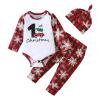 Infant Boys Girls Long Sleeve Christmas Plaid Cartoon Snowflake Printed Romper Girls Clothes Outfits (Red, 3-6 Months) view 1