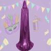 GRAJTCIN Womens Mardi Gras Purple Cape with Hood Full Length Hooded Cloak Witch Shiny Raven Mens Snake Costume(43", Purple) view 3