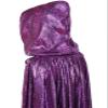GRAJTCIN Womens Mardi Gras Purple Cape with Hood Full Length Hooded Cloak Witch Shiny Raven Mens Snake Costume(43", Purple) view 4